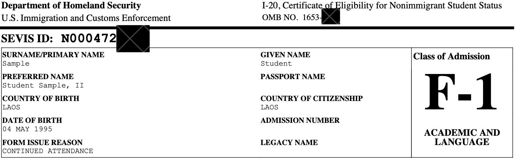 F-1 Visum i20 Financial Sevis nummer F-1 Visum i20 Financial Sevis nummer